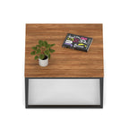 Impulse Square Coffee Table with Metal Frame, walnut top, black frame, view 2