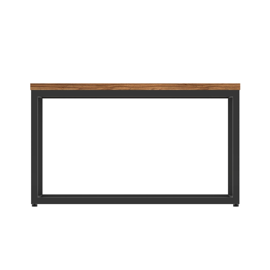 Impulse Square Coffee Table with Metal Frame, walnut top, black frame, view 3