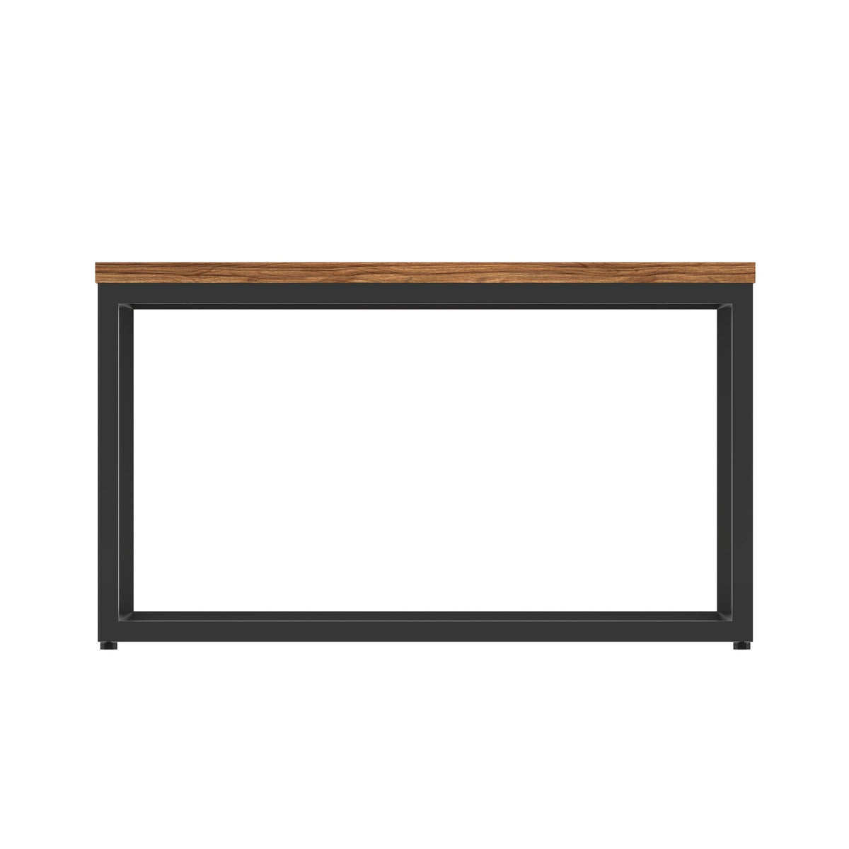 Impulse Square Coffee Table with Metal Frame, walnut top, black frame, view 3