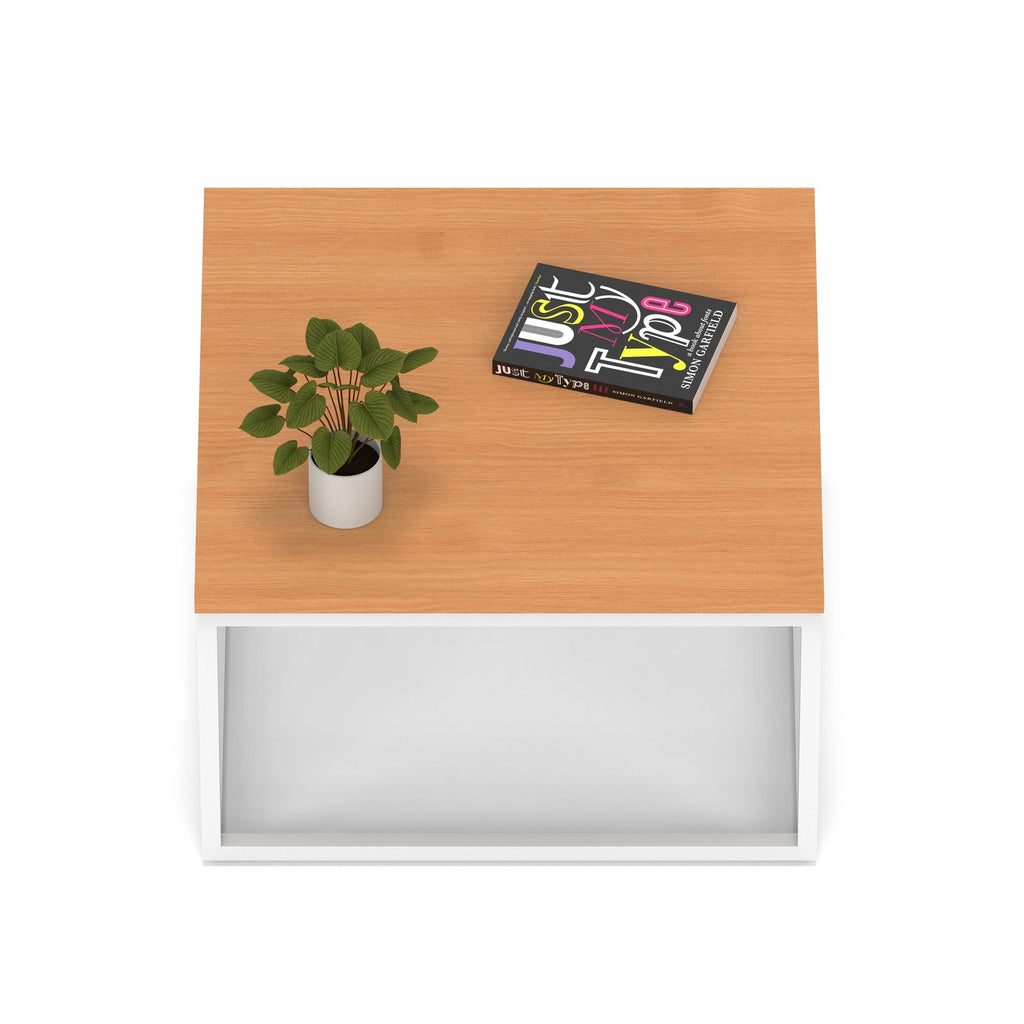 Impulse Square Coffee Table with Metal Frame, beech top, white frame, view 2