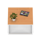 Impulse Square Coffee Table with Metal Frame, beech top, white frame, view 2
