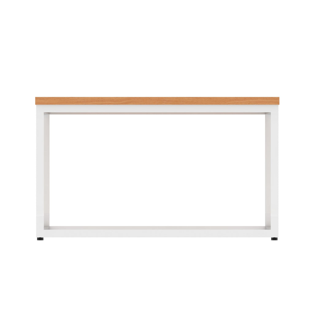 Impulse Square Coffee Table with Metal Frame, beech top, white frame, view 3