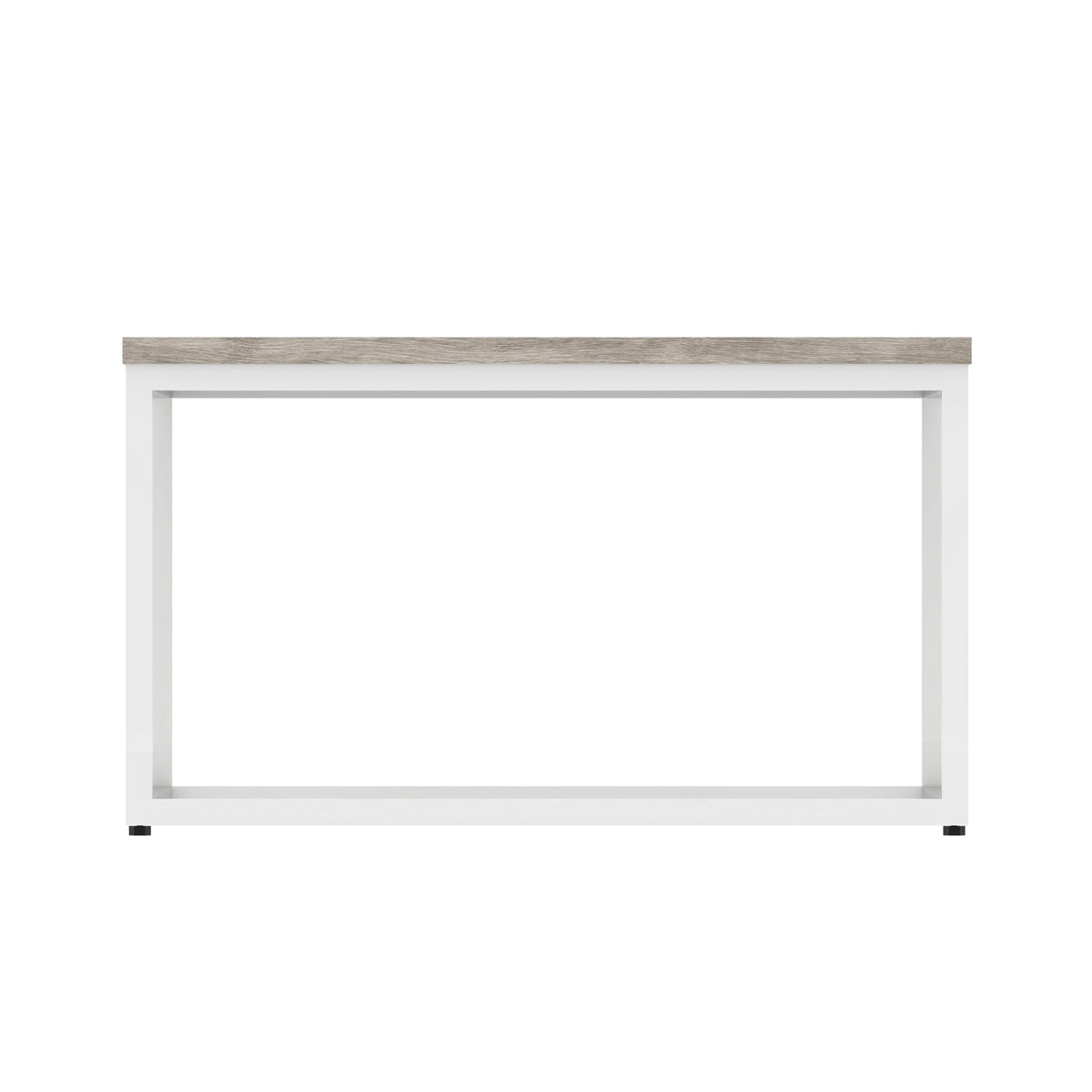 Impulse Square Coffee Table with Metal Frame, grey oak top, white frame, view 3