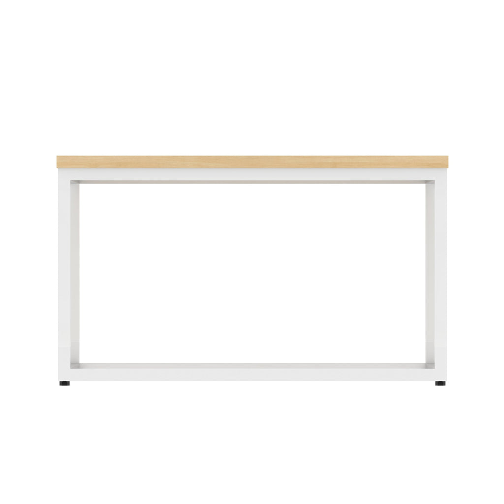 Impulse Square Coffee Table with Metal Frame, maple top, white frame, view 3