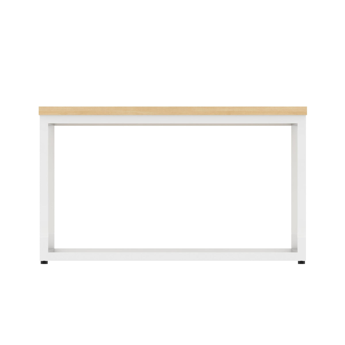Impulse Square Coffee Table with Metal Frame, maple top, white frame, view 3
