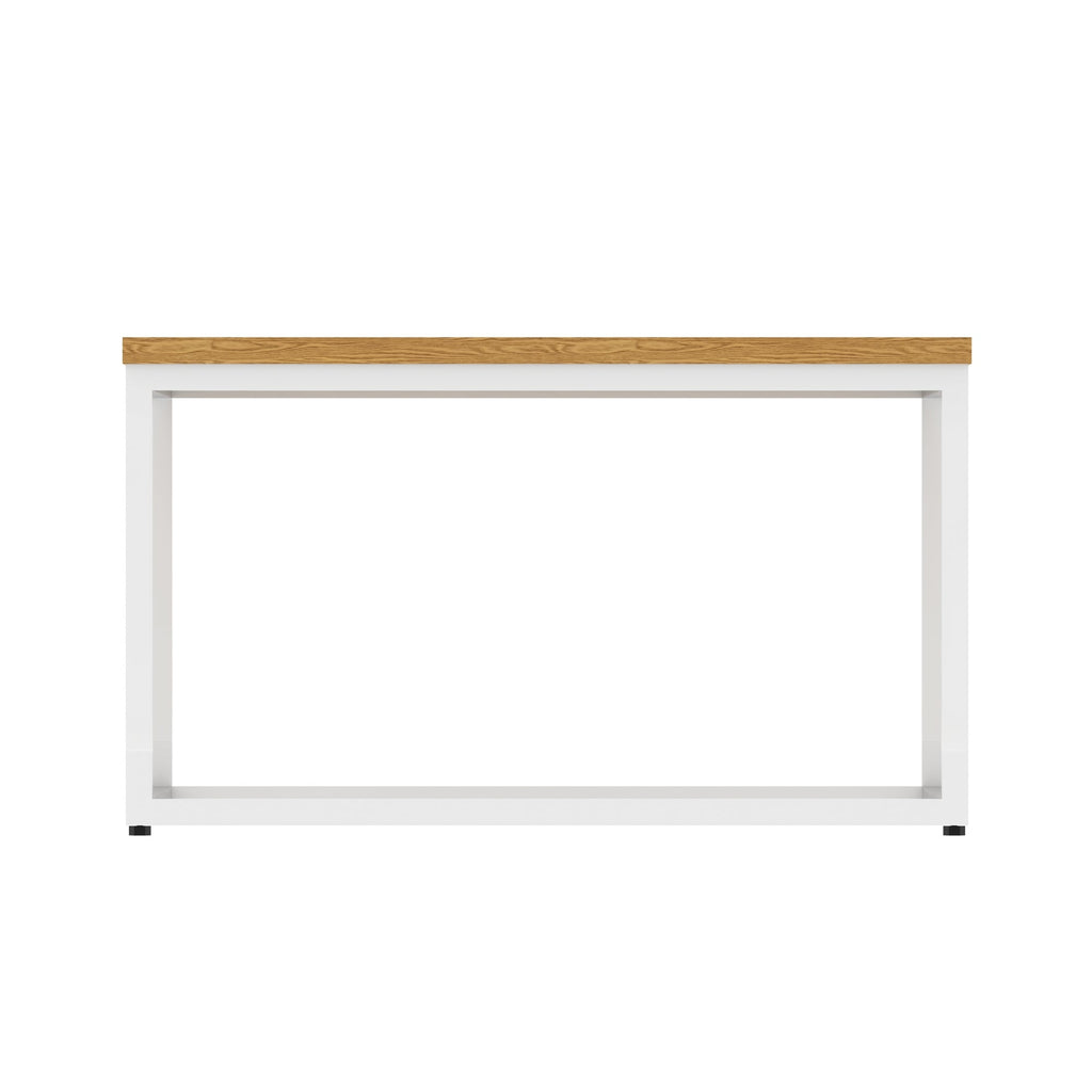 Impulse Square Coffee Table with Metal Frame, oak top, white frame, view 3