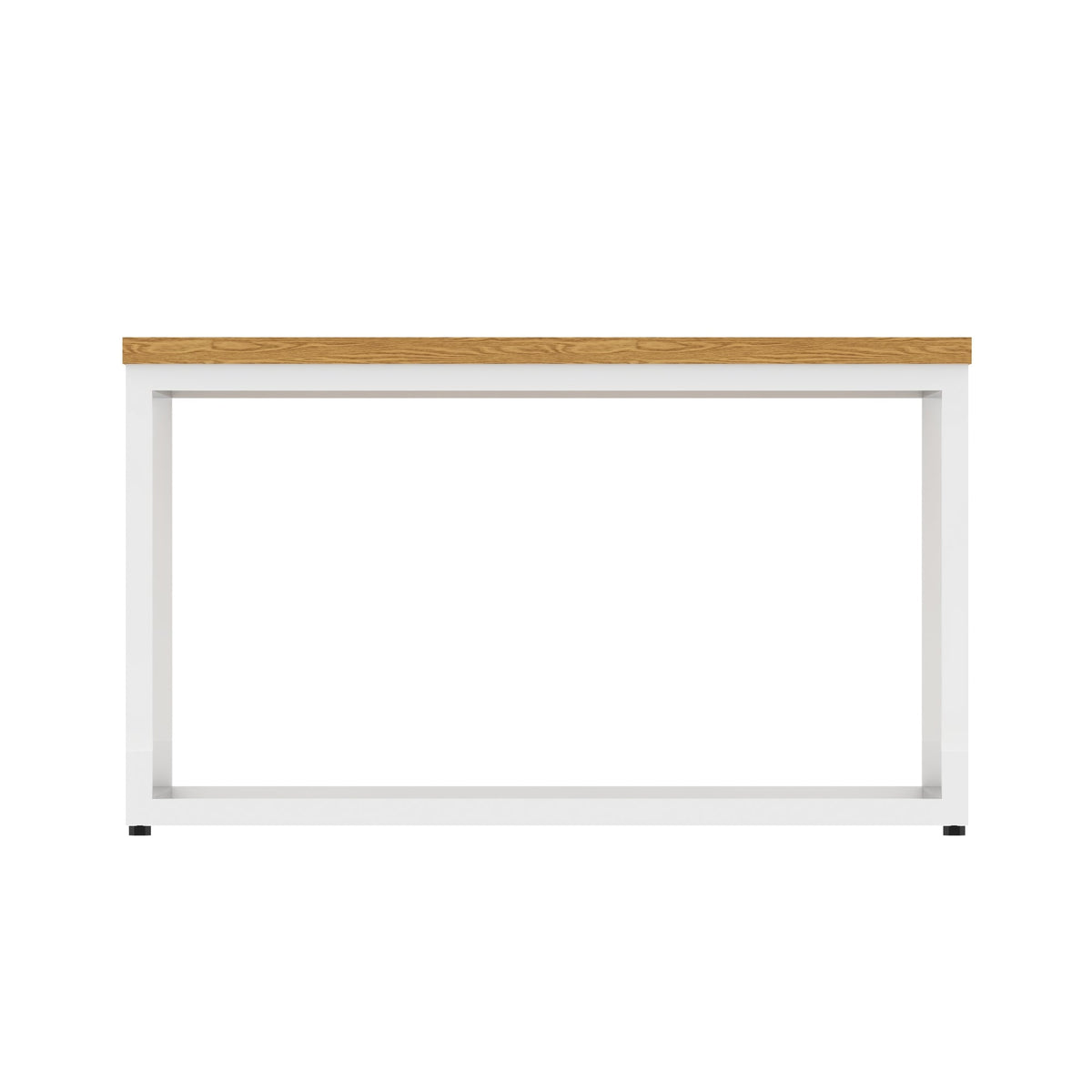 Impulse Square Coffee Table with Metal Frame, oak top, white frame, view 3