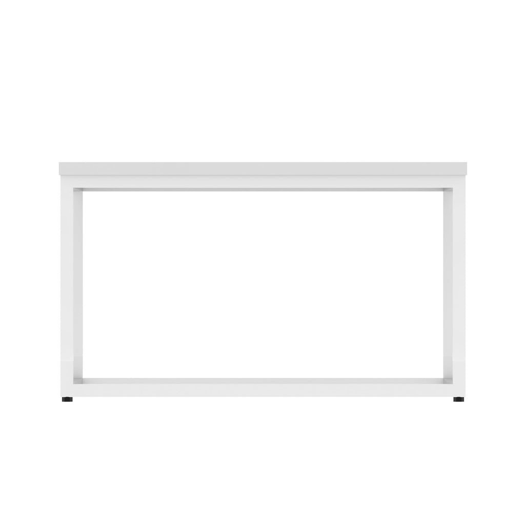 Impulse Square Coffee Table with Metal Frame, white top, white frame, view 3
