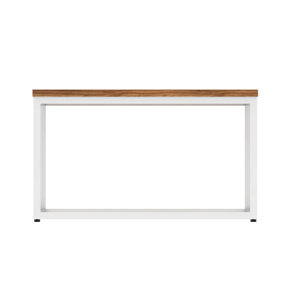 Impulse Square Coffee Table with Metal Frame, walnut top, white frame, view 3