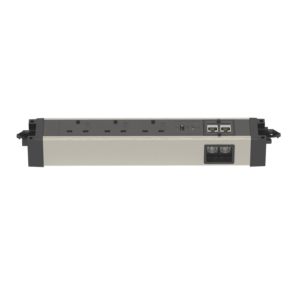 Volta Under Desk Power Module, 3 Sockets, USB and Data