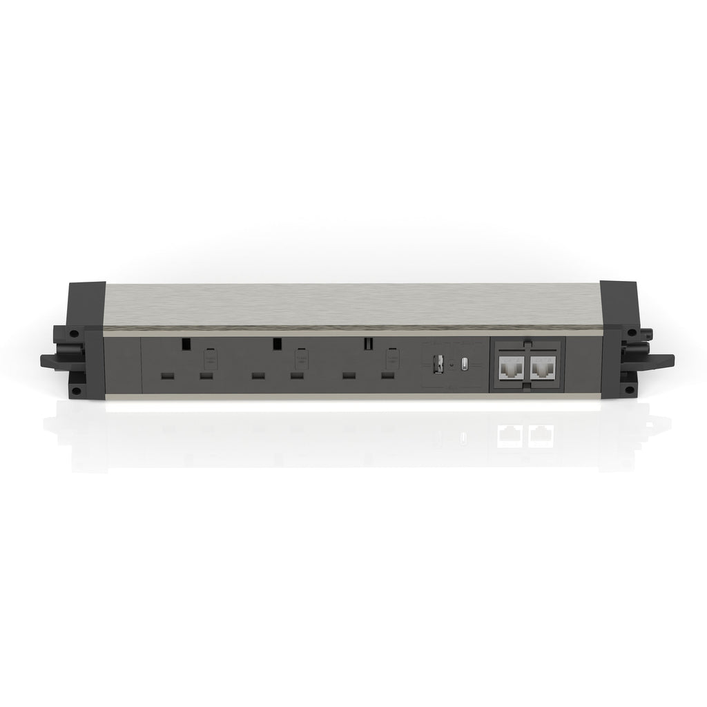 Volta Under Desk Power Module, 3 Sockets, USB and Data, view 6