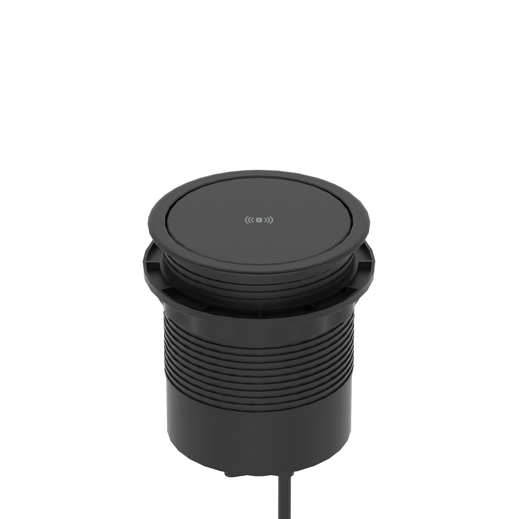 Volta Round Pop-up Power Module, 4 Sockets and Wireless Charger, black, view 8