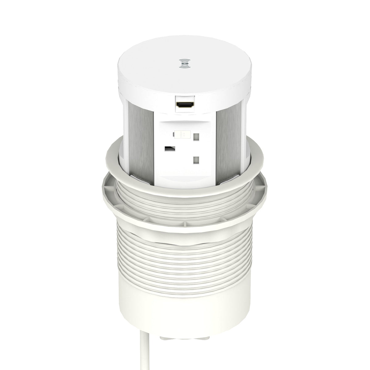 Volta Round Pop-up Power Module, 4 Sockets and Wireless Charger, white, view 7