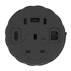 Volta Round In-Desk Power Module, 1 Socket, USB, HDMI and Data, black, view 10