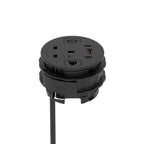 Volta Round In-Desk Power Module, 1 Socket, USB, HDMI and Data, black, view 3