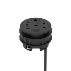 Volta Round In-Desk Power Module, 1 Socket, USB, HDMI and Data, black, view 7