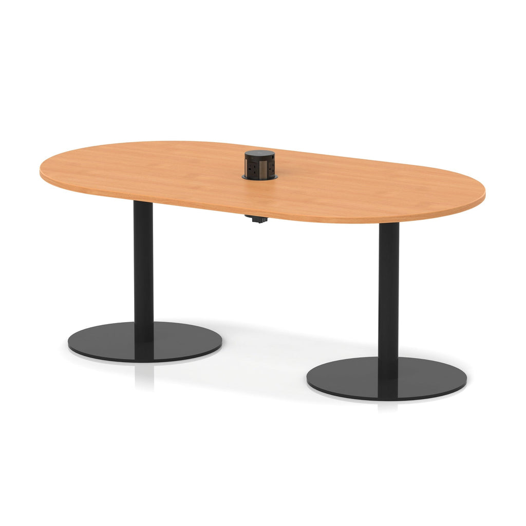 Italia boardroom table with pop-up power, 1800mm, black base, beech top
