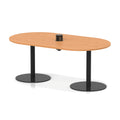 Italia boardroom table with pop-up power, 1800mm, black base, beech top
