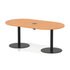 Italia boardroom table with pop-up power, 1800mm, black base, beech top, view 2