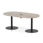 Italia boardroom table with pop-up power, 1800mm, black base, grey oak top, view 2