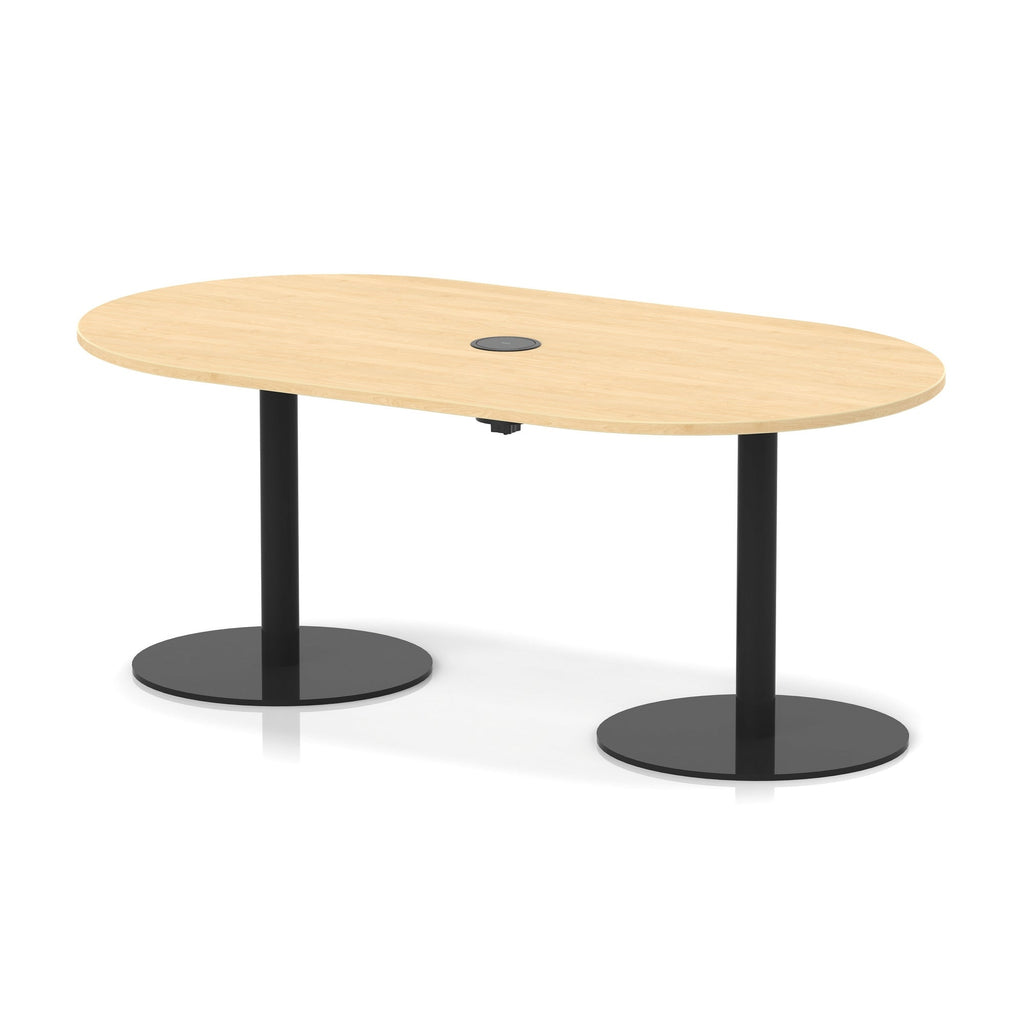 Italia boardroom table with pop-up power, 1800mm, black base, maple top, view 2