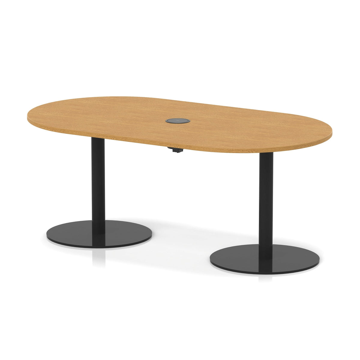 Italia boardroom table with pop-up power, 1800mm, black base, oak top, view 2