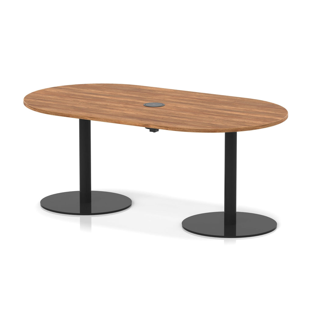 Italia boardroom table with pop-up power, 1800mm, black base, walnut top, view 2