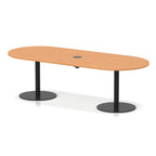 Italia boardroom table with pop-up power, 2400mm, black base, beech top, view 2