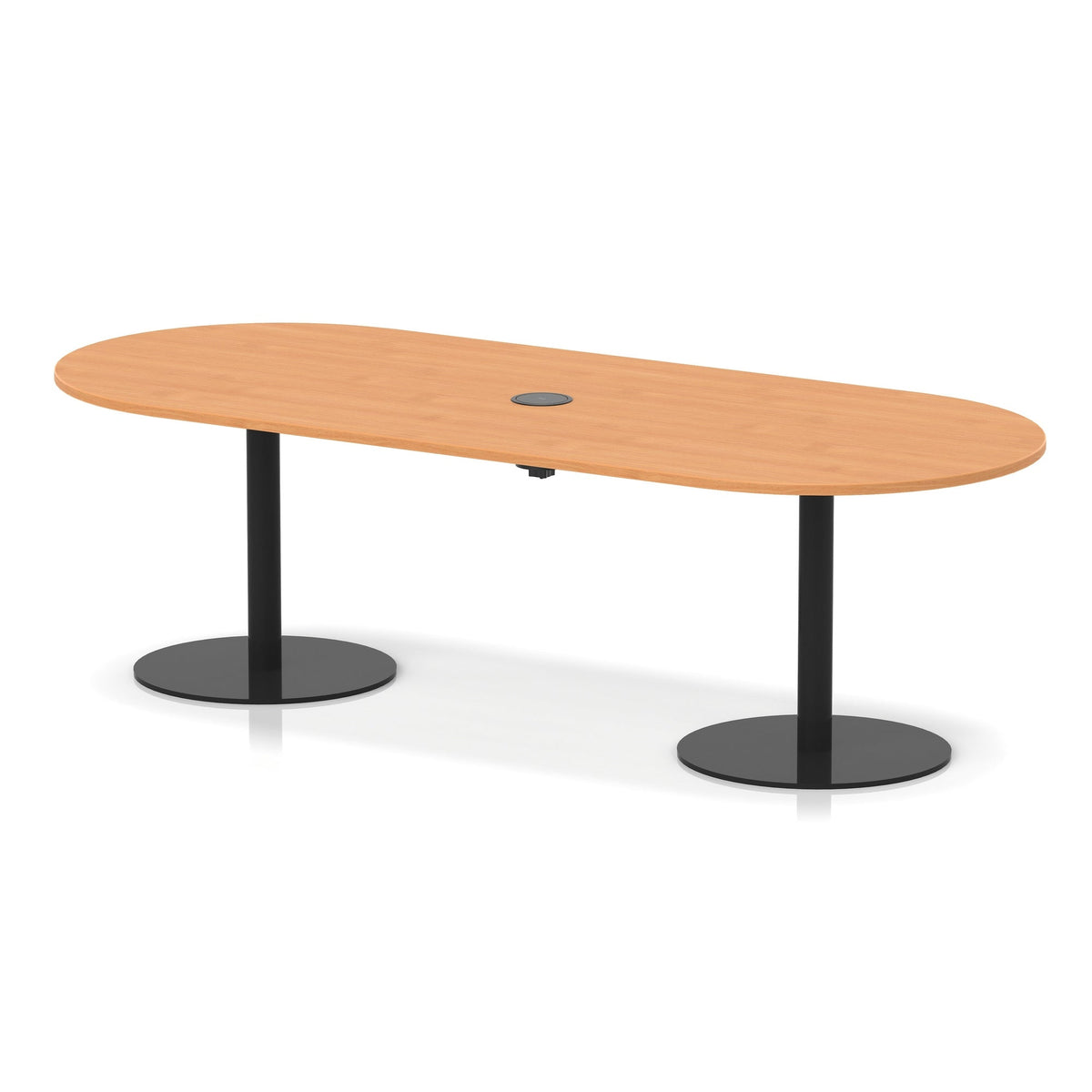 Italia boardroom table with pop-up power, 2400mm, black base, beech top, view 2