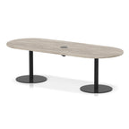 Italia boardroom table with pop-up power, 2400mm, black base, grey oak top, view 2
