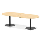 Italia boardroom table with pop-up power, 2400mm, black base, maple top, view 2