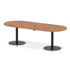 Italia boardroom table with pop-up power, 2400mm, black base, walnut top, view 2