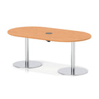 Italia boardroom table with pop-up power, 1800mm, silver base, beech top, view 2