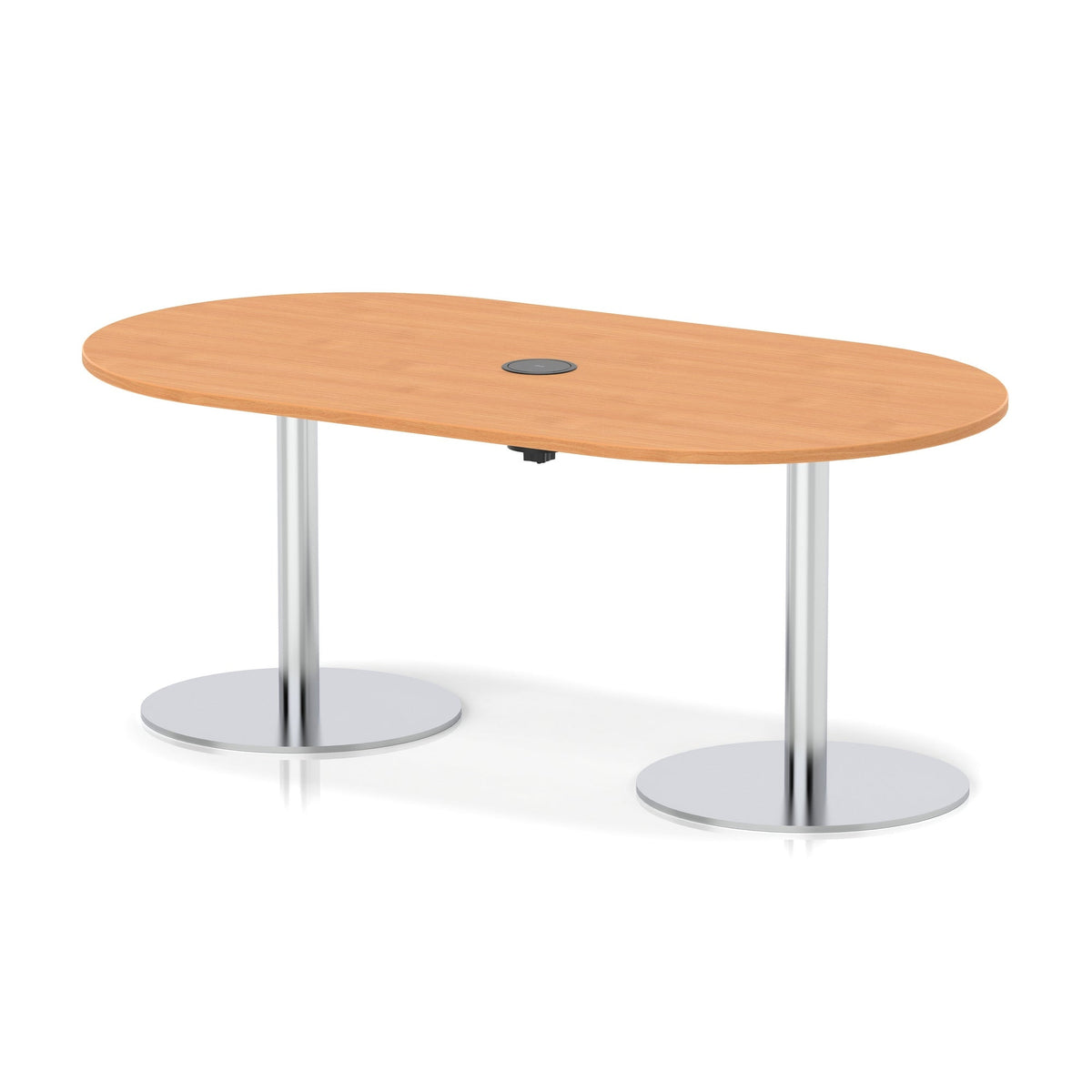 Italia boardroom table with pop-up power, 1800mm, silver base, beech top, view 2