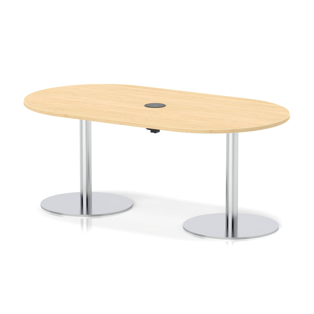 Italia boardroom table with pop-up power, 1800mm, silver base, maple top, view 2