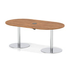 Italia boardroom table with pop-up power, 1800mm, silver base, walnut top, view 2