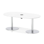 Italia boardroom table with pop-up power, 1800mm, silver base, white top, view 2