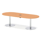 Italia boardroom table with pop-up power, 2400mm, silver base, beech top, view 2