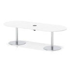 Italia boardroom table with pop-up power, 2400mm, silver base, white top, view 2