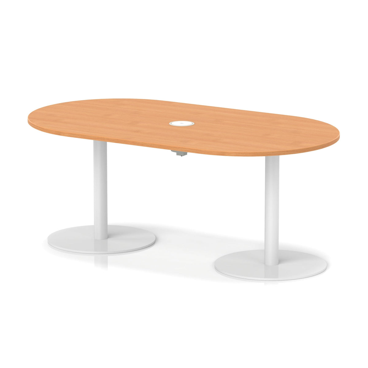 Italia boardroom table with pop-up power, 1800mm, white base, beech top, view 2