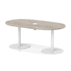 Italia boardroom table with pop-up power, 1800mm, white base, grey oak top, view 2