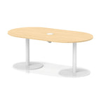 Italia boardroom table with pop-up power, 1800mm, white base, maple top, view 2
