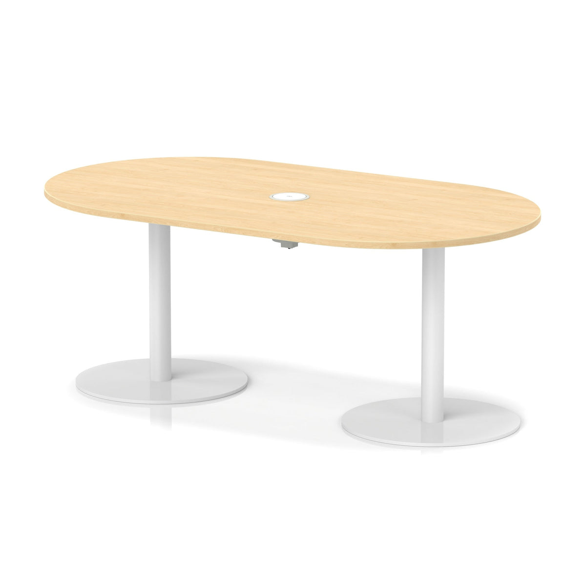 Italia boardroom table with pop-up power, 1800mm, white base, maple top, view 2