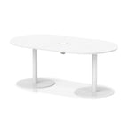 Italia boardroom table with pop-up power, 1800mm, white base, white top, view 2