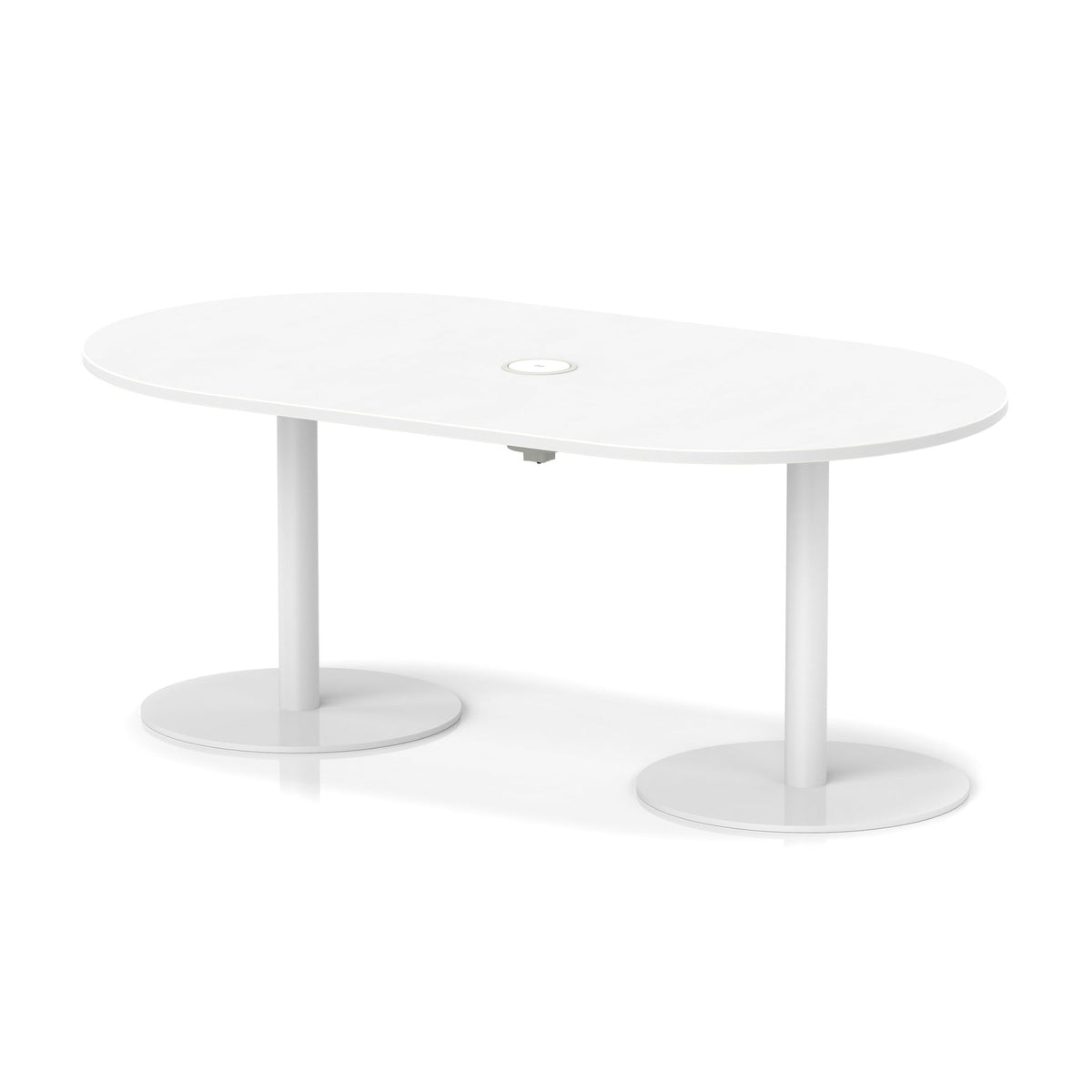 Italia boardroom table with pop-up power, 1800mm, white base, white top, view 2