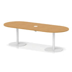 Italia boardroom table with pop-up power, 2400mm, white base, maple top, view 3