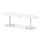 Italia boardroom table with pop-up power, 2400mm, white base, white top, view 2