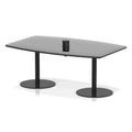 Italia high gloss boardroom table with pop-up power, 1800 x 1200, table height 725mm, black base, in black