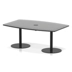 Italia high gloss boardroom table with pop-up power, 1800 x 1200, table height 725mm, black base, in black, view 2