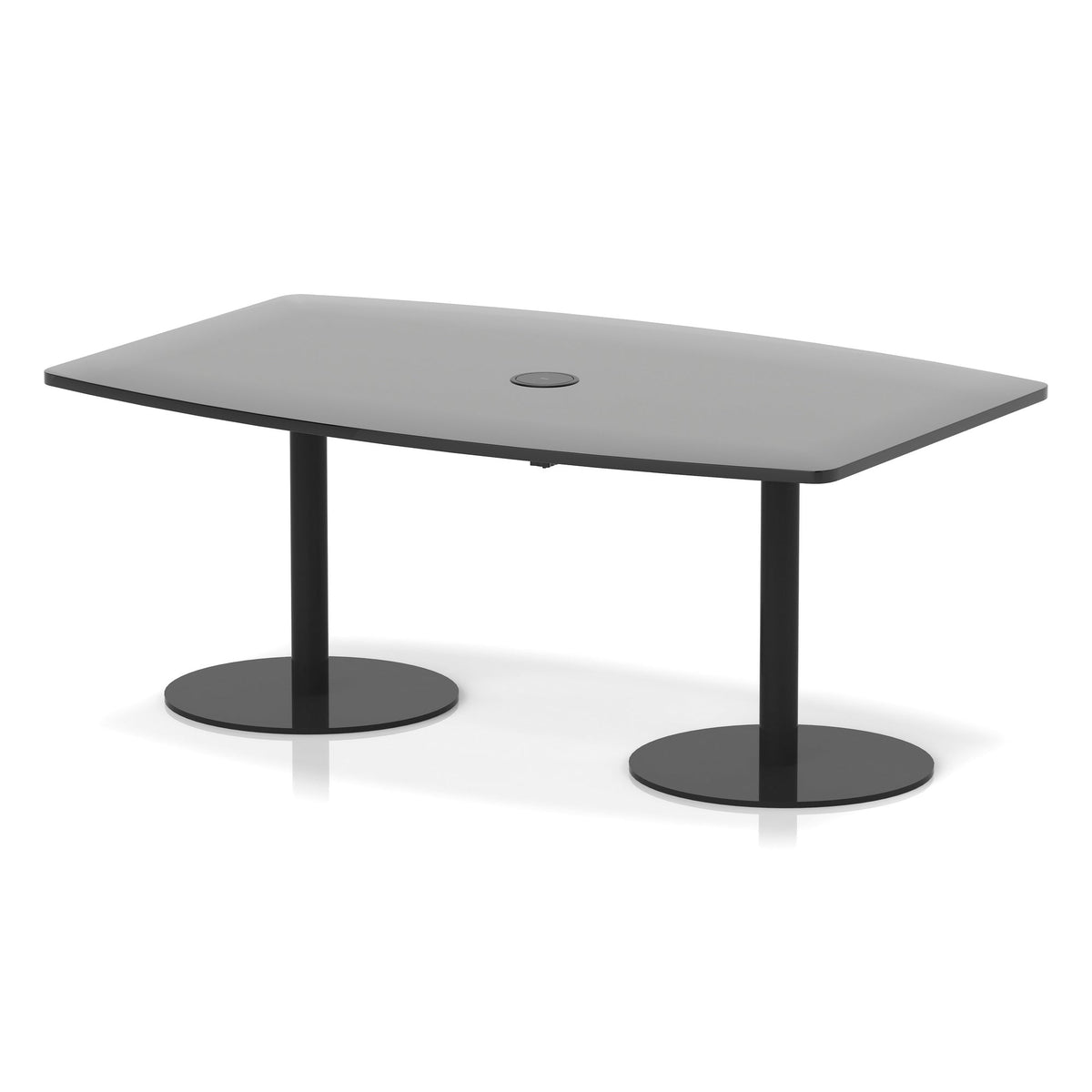 Italia high gloss boardroom table with pop-up power, 1800 x 1200, table height 725mm, black base, in black, view 2
